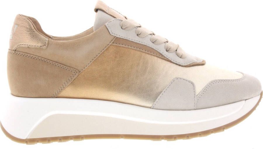 Softwaves Gouden Suède Lage Sneakers Kiss Multicolor Dames