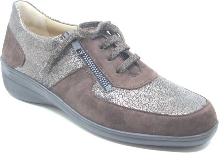 Solid 26473 30485 Roodbruine dames veterschoenen met rits