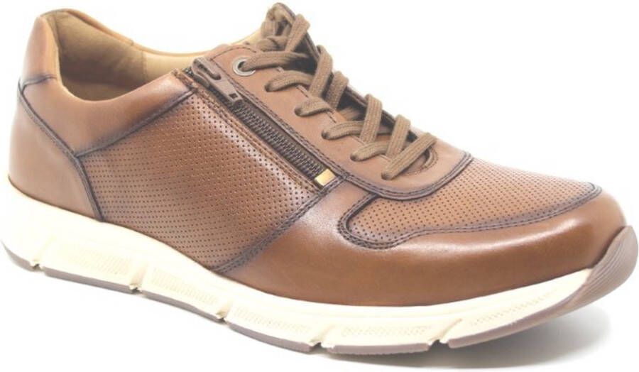 Solidus Solid 30153 Cognacbruine extra brede heren sneakers wijdte K