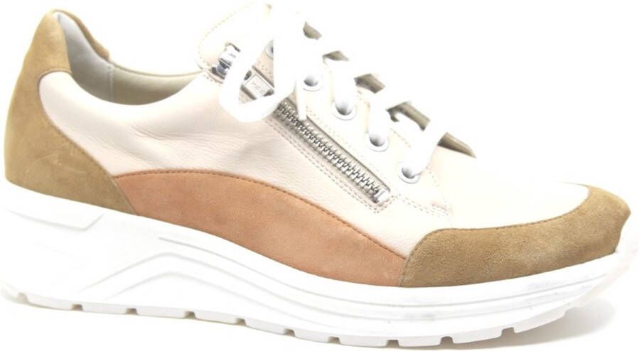 Solidus Solid 30546 Beige combi kleurige brede dames sneakers met rits