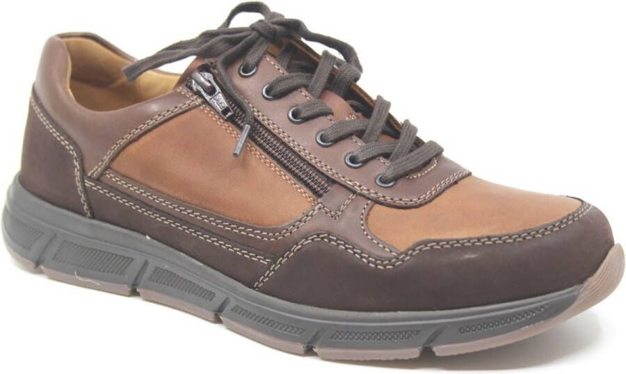 Solidus Solid 30565 Cognacbruine heren sneakers met rits