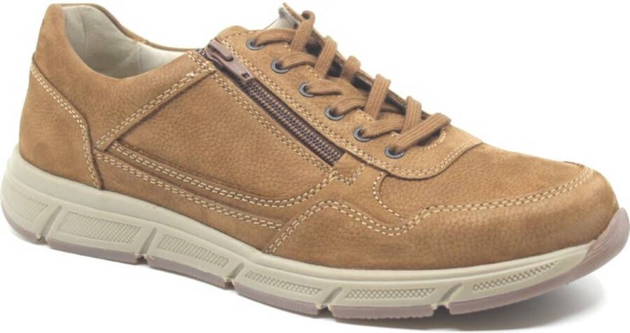 Solidus Solid 30576 Lichtbruine heren sneaker met rits wijdte H