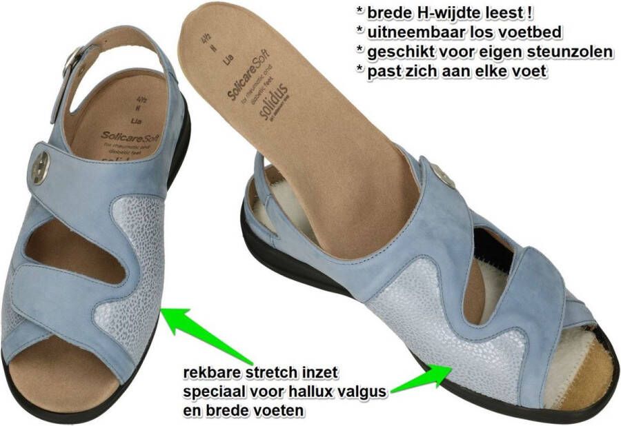 Solidus Solid Dames blauw licht sandalen