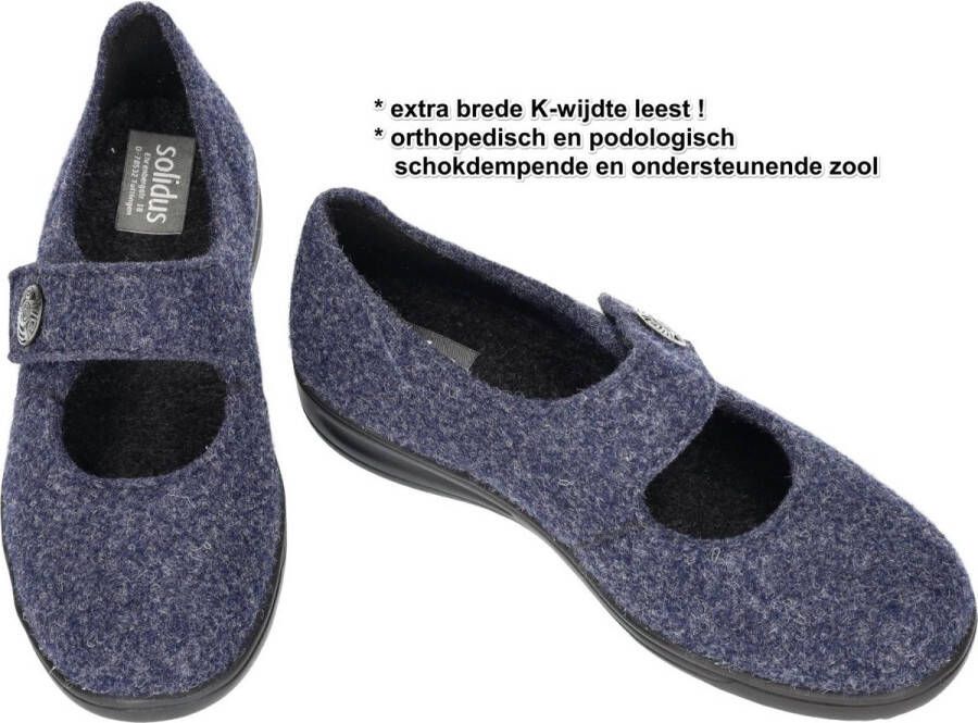 Solidus Kate Rewooly Blauw Ballerina Pantoffel