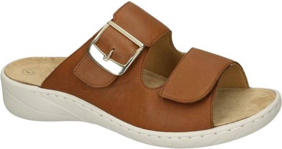 Solidus Solid Dames cogna caramel slippers & muiltjes