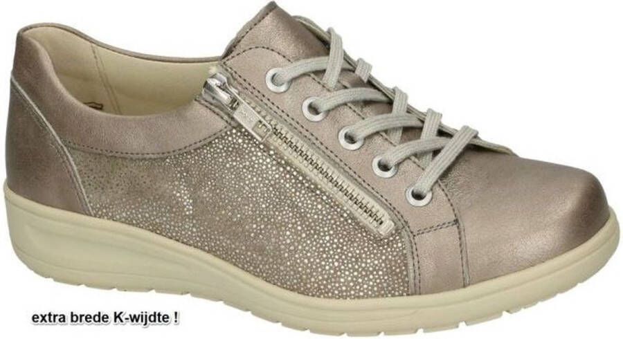 Solidus Solid 40448 Taupe combi brede dames veterschoenen wijdte K