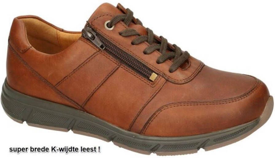 Solidus Solid 30309 Bruine heren veterschoenen met rits wijdte K