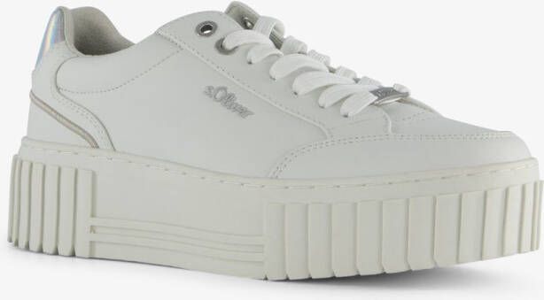 s.Oliver dames sneakers met plateauzolen wit