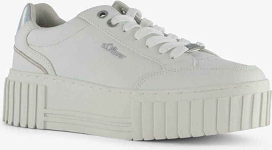 s.Oliver dames sneakers met plateauzolen wit Uitneembare zool