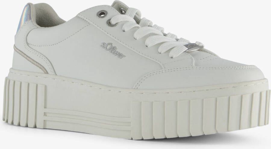 s.Oliver dames sneakers met plateauzolen wit Uitneembare zool