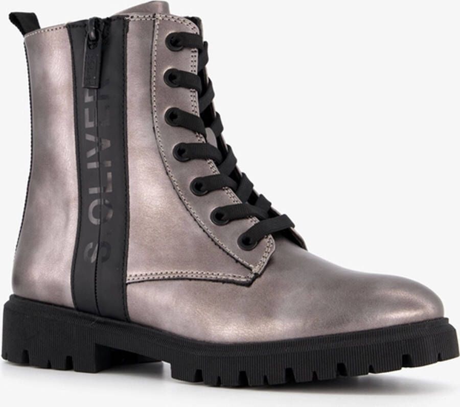 s.Oliver dames veterboots metallic grijs