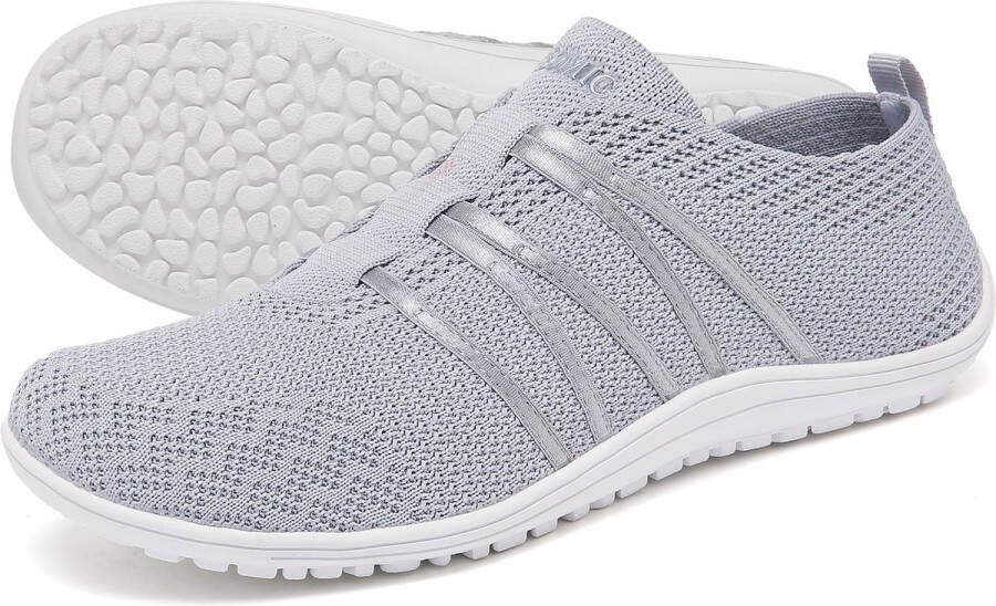 SOMIC Barefoot Schoenen Instappers Gymschoenen Zaalschoenen Sportschoenen Sneaker Ade d Knit Mesh Platte Zool Zwart