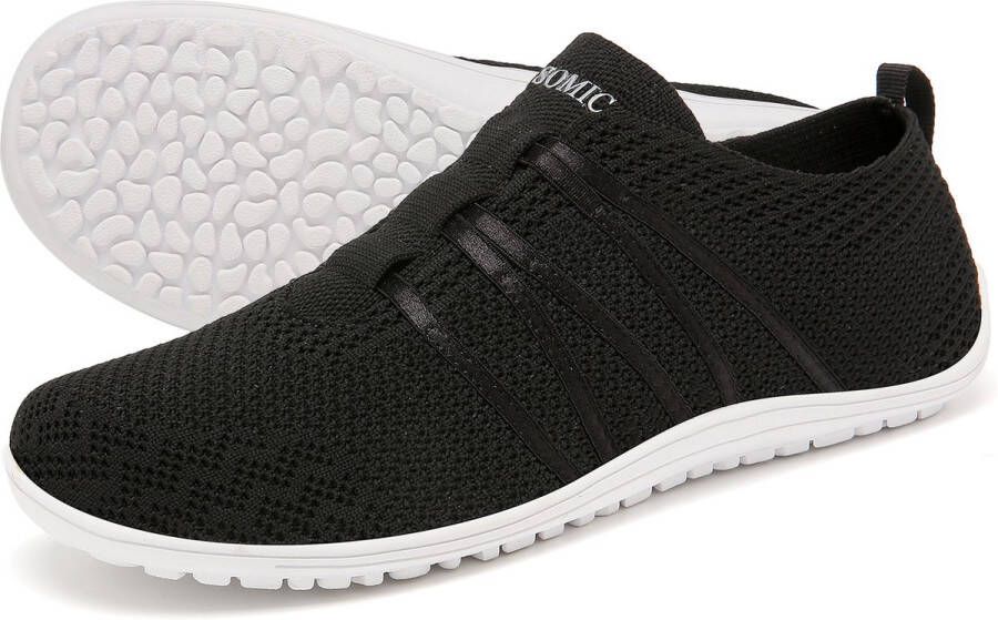 SOMIC Barefoot Schoenen Instappers Hardloopschoenen Ademend Knit Mesh Platte Zool Sportschoen Sneaker Blauw