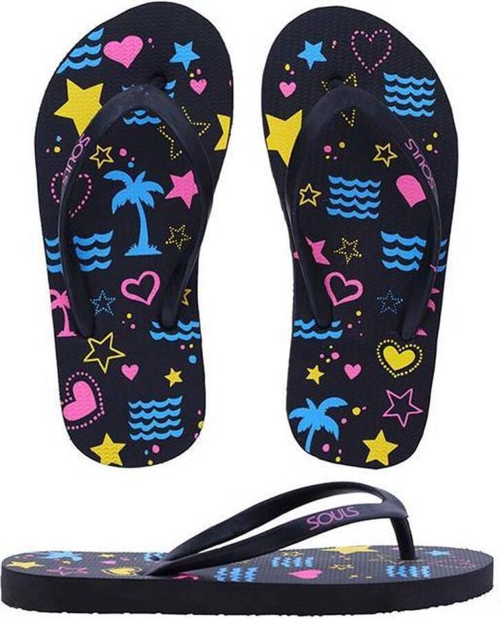 Souls Slippers Soft Black Neon Love Kids Maat M (31 32) - Foto 1