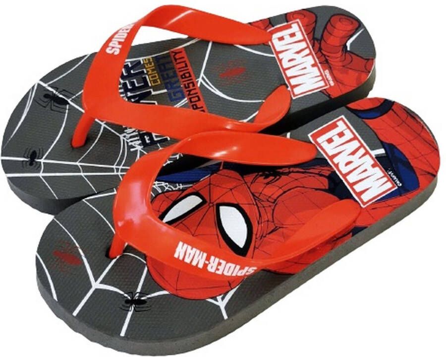 Spider-Man Spiderman teenslippers slippers Marvel flipflop grijs rood