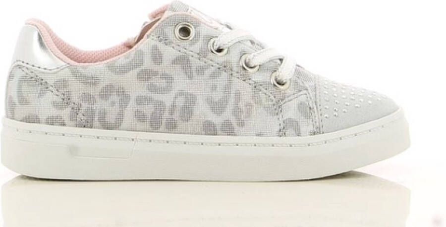 Sprox meisjes schoenen lage sneaker– beige grijs met pantermotief en blinkende steentjes op top – ideaal kerst cadeau