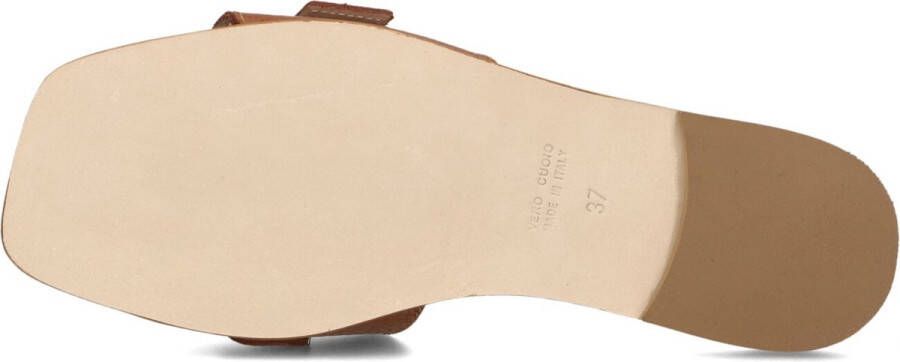 STEFANO LAURAN Slippers Dames Led 1 Band Slipper Met Gesp Maat: 40 Materiaal: Leer Kleur: Cognac