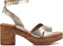 Stefano Lauran Sandalen Dames Damesschoenen Leer Plateauhak hoogte S3109 Goud - Thumbnail 1