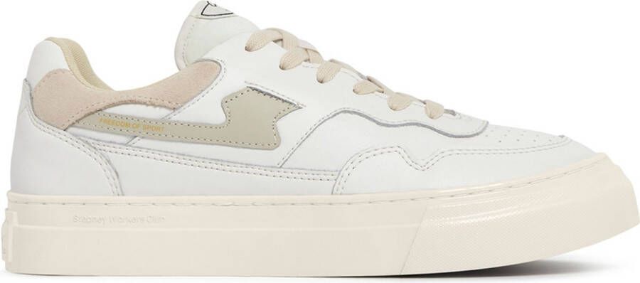 S.w.c. Stepney Workers Club Stepney Workers Club Pearl Strike Leather Sneakers White Green Beige