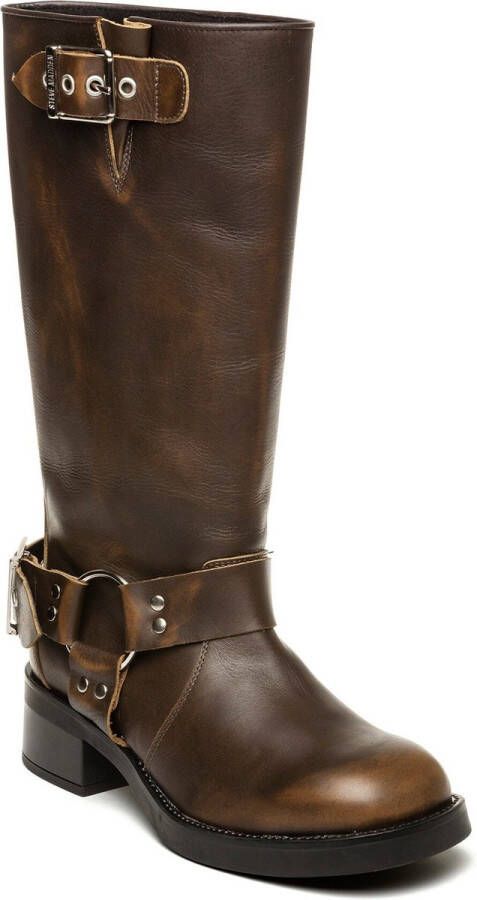 Steve Madden Beau Boot Bruine Leren Dameslaars met Gespdetails Vrouwen