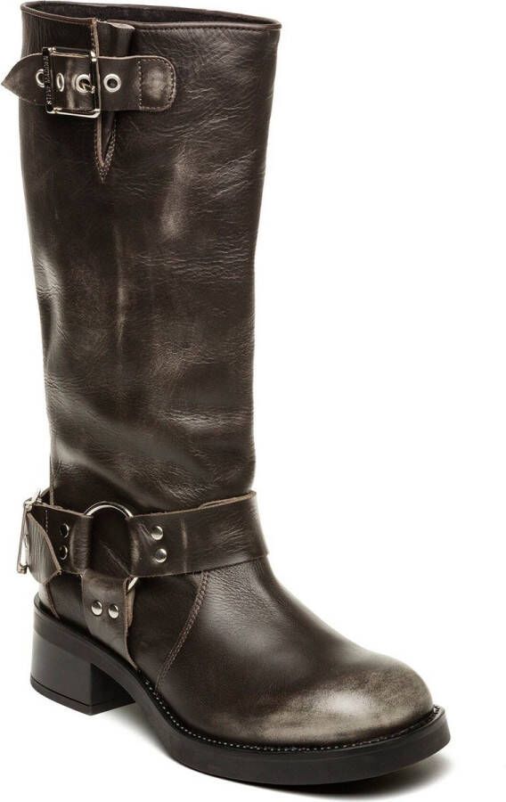 Steve Madden Beau biker boot van leer met gespdetail