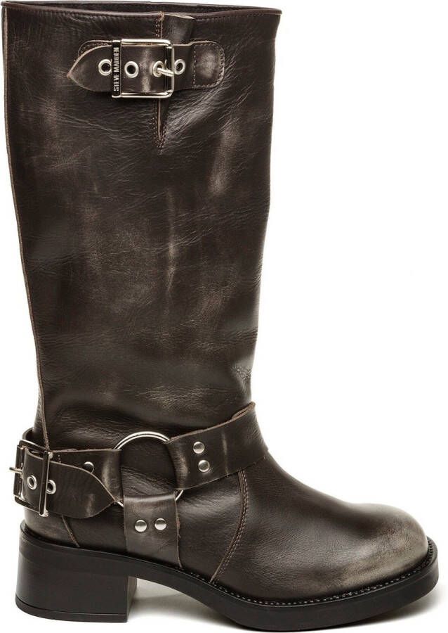 Steve Madden Beau biker boot van leer met gespdetail