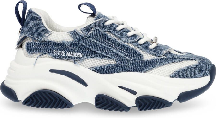 STEVE MADDEN Possession-E blue denim Blauw Mesh Lage sneakers Dames