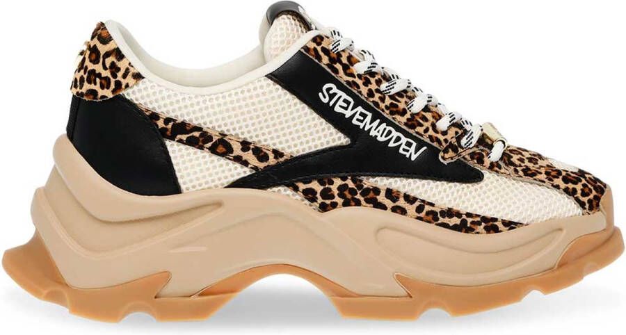 STEVE MADDEN Zoomz-L leopard multi Beige Mesh Lage sneakers Dames