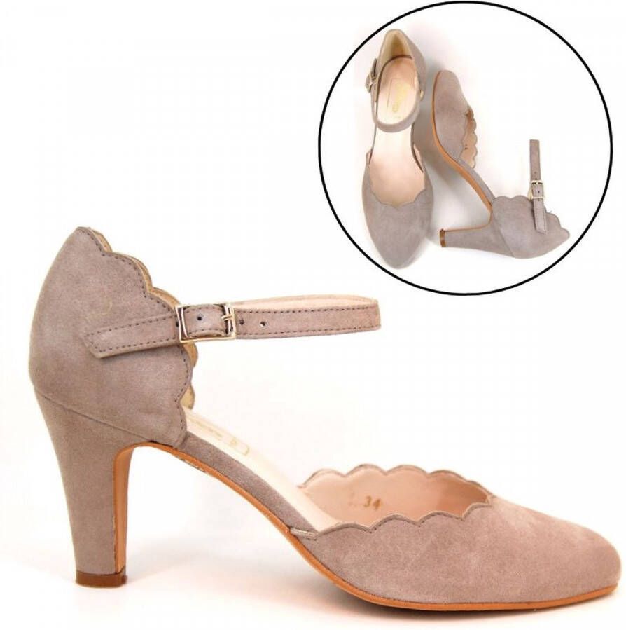 Stravers Beige Hakken met Bandje Dames Kleine Maten Pumps