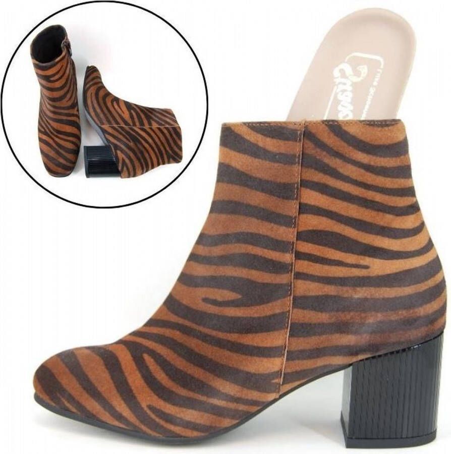 Stravers Grote Maten Schoenen Stravers Comfortabele Enkellaarsjes Zebra Print met Uitneembaar Voetbed Grote Maten