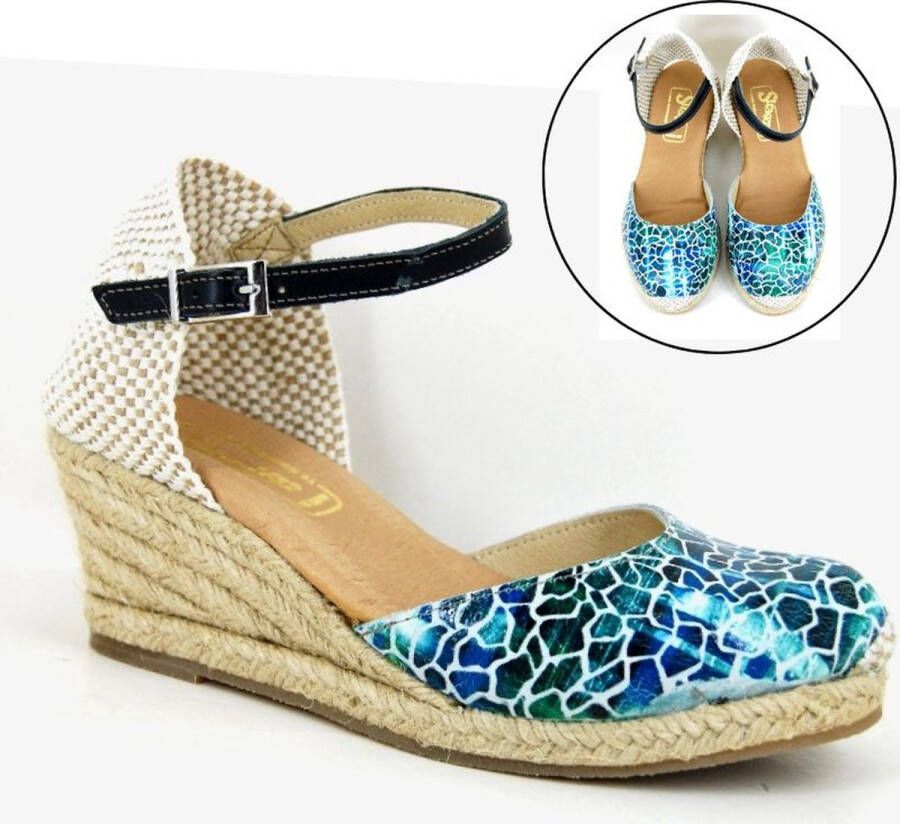 Stravers Grote Maten Schoenen Stravers Espadrilles met Sleehak Blauw Grote Maten Dames Sandalen - Foto 1