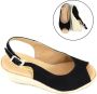 Stravers Grote Maten Schoenen Stravers Espadrilles Sandalen met Sleehak Zwart Grote Maten Dames Slingbacks - Thumbnail 1