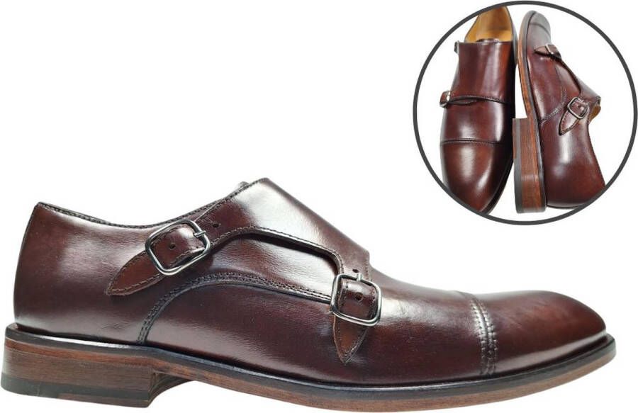 Stravers Grote Maten Schoenen Stravers Herenschoenen met Gesp Bruin Monk Straps Grote Maten Herenschoenen met Gesp