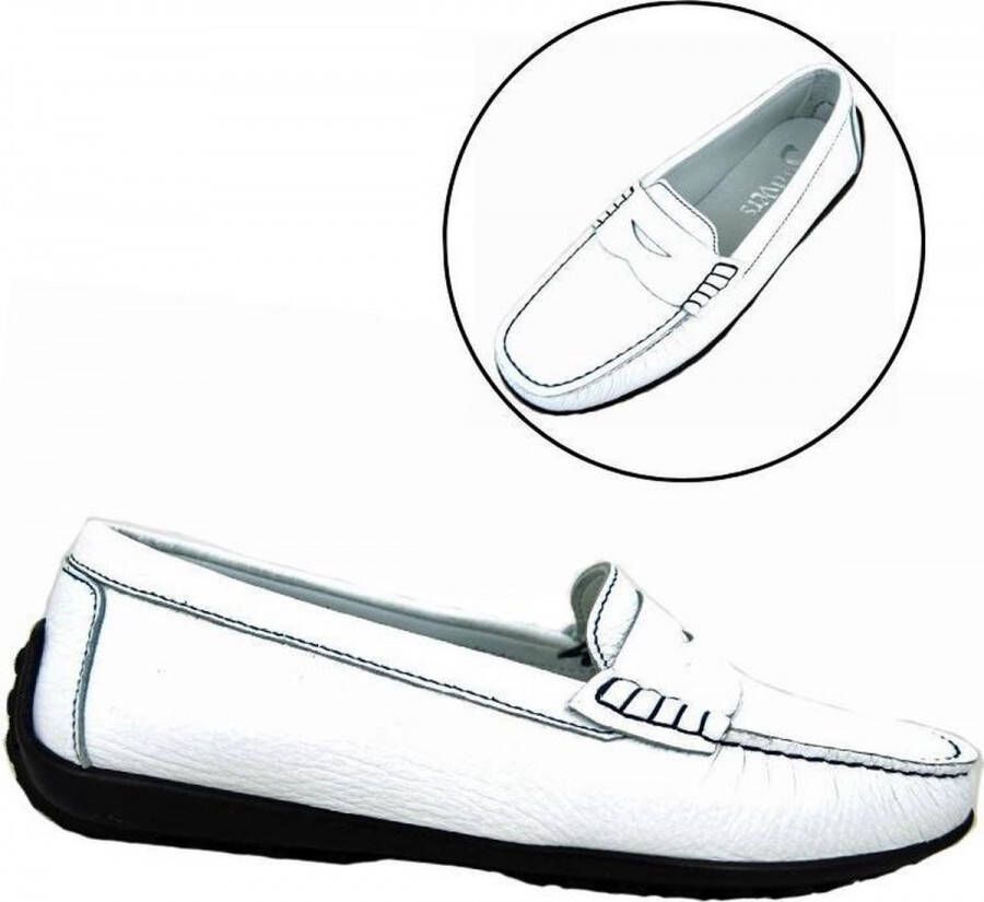 Stravers Grote Maten Schoenen Stravers Luxe Mocassins Dames Grote Maten Witte Leren Instappers