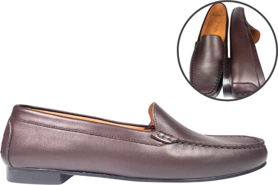 Stravers Grote Maten Schoenen Stravers Luxe Mocassins Leren Zool Bruin Dames Grote Maten Instappers