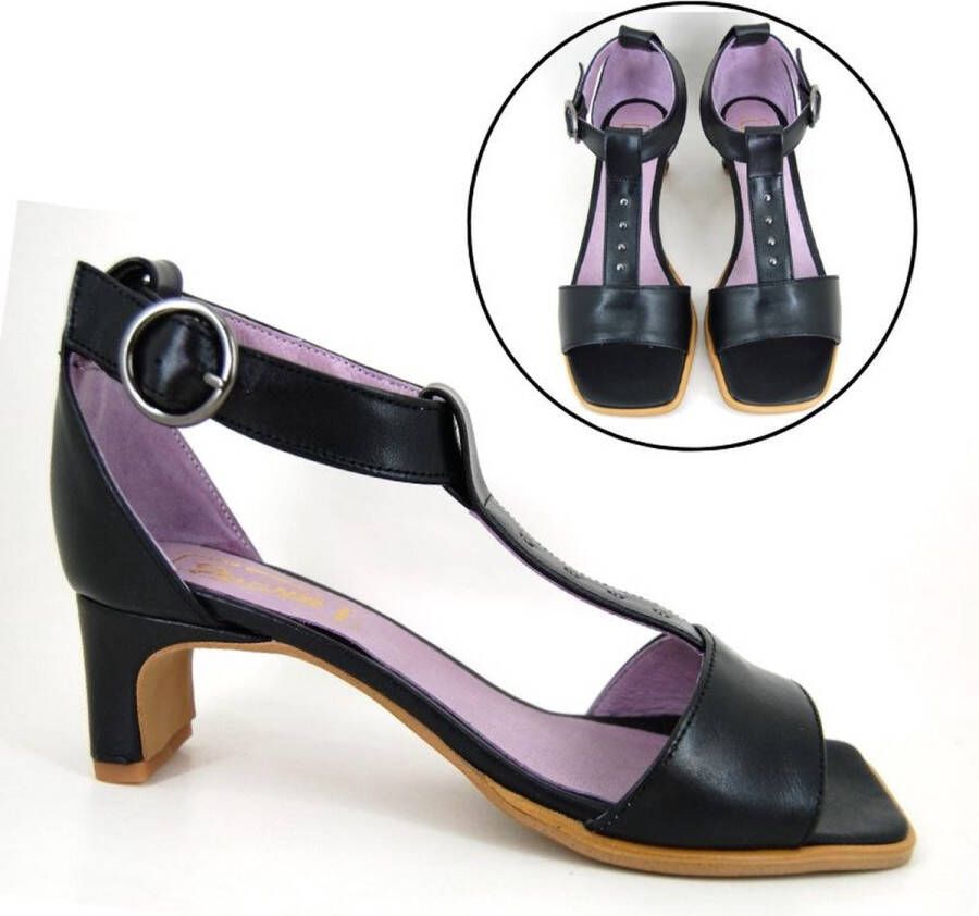 Stravers Grote Maten Schoenen Stravers Peeptoe Sandalen met Bandjes en Hak Zwart Grote Maten Peeptoes Vierkante Neus - Foto 1