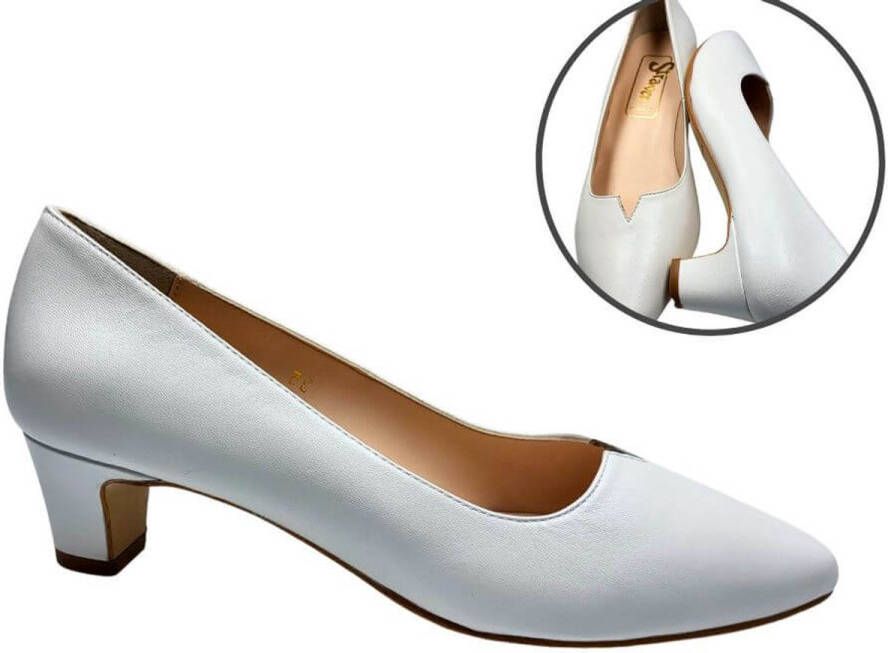 Stravers Grote Maten Schoenen Stravers Pump met Metalic Wit Leer Dames Grote Maten Pumps