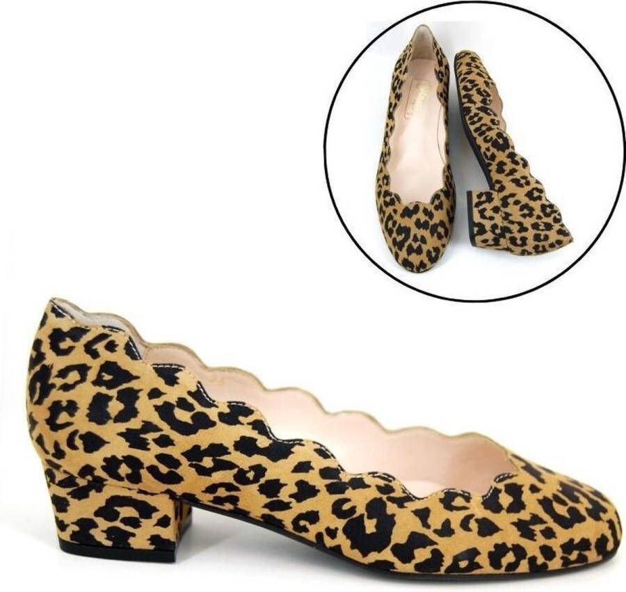 Stravers Grote Maten Schoenen Stravers Pumps met Lage Hak Luipaard Print Grote Maten Damesschoenen Cognac - Foto 1