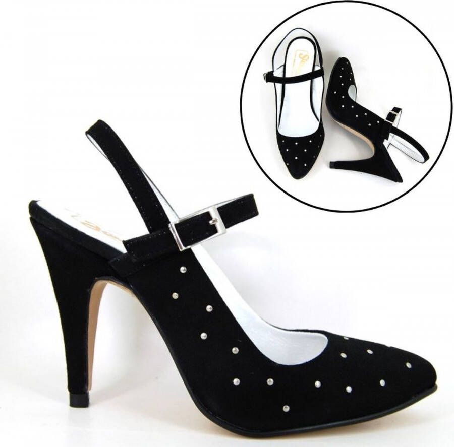 Stravers Grote Maten Schoenen Stravers Slingback Hakken met Bandjes Grote Maten Slingback Pumps met Hoge Hakken Zwart