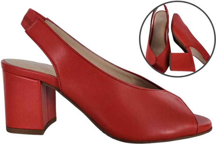 Stravers Grote Maten Schoenen Stravers Slingback Pumps met blokhak Rood Grote Maten Slingback Hakken