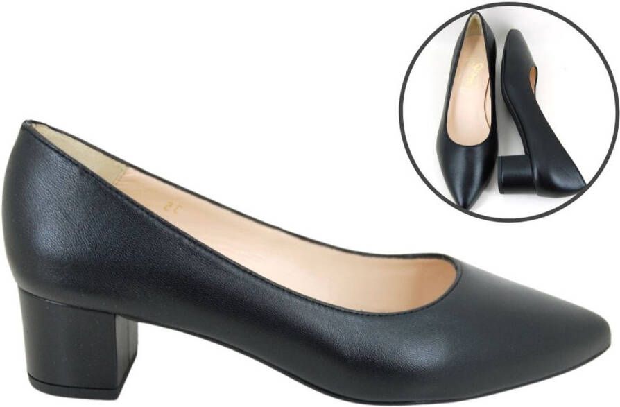 Stravers Grote Maten Schoenen Stravers Spitse Pumps met Blokhak Grote Dames Maten Luxe Zwarte Pumps