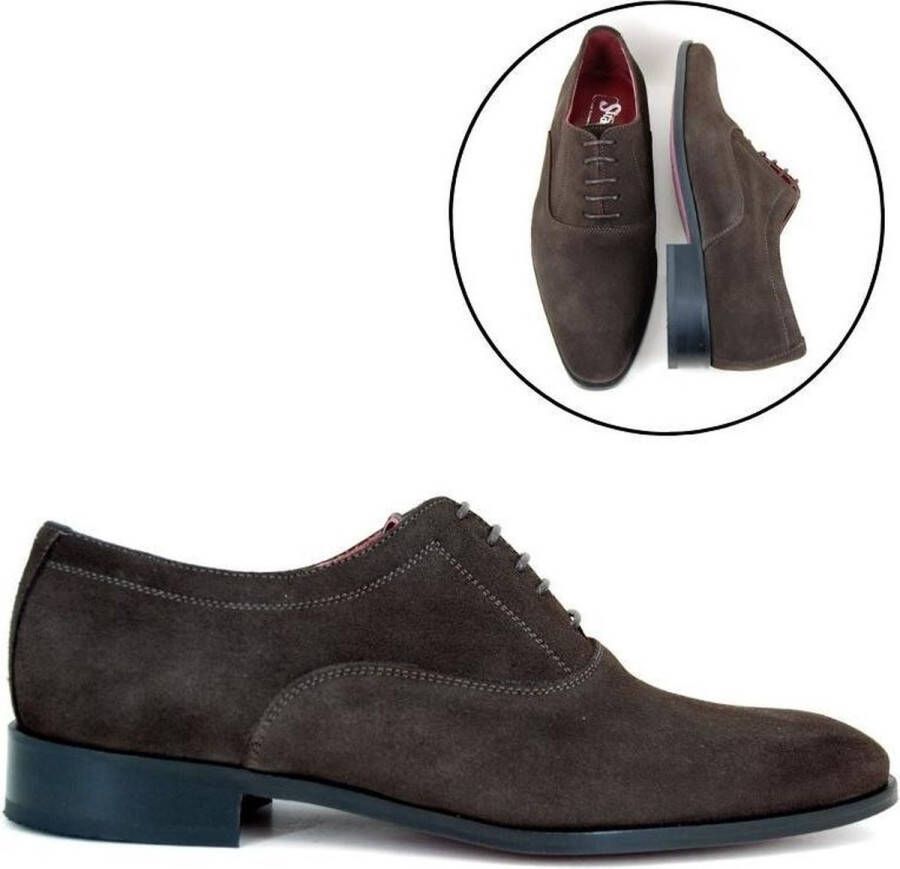 Stravers Grote Maten Schoenen Stravers Stijlvolle Herenschoenen Bruin Suede Grote Maten Oxford Veterschoenen - Foto 1