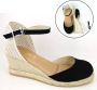 Stravers Grote Maten Schoenen Stravers Zwarte Espadrilles met Sleehak Grote Maten Sleehakken - Thumbnail 1