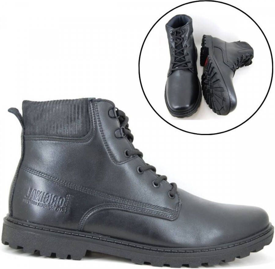 Stravers Grote Maten Schoenen Stravers Zwarte Leren Heren Boots Grote Maten Veterboots