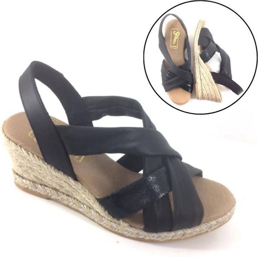 Stravers Grote Maten Schoenen Stravers Zwarte Sandalen met Sleehak Espadrilles Grote Maten - Foto 1