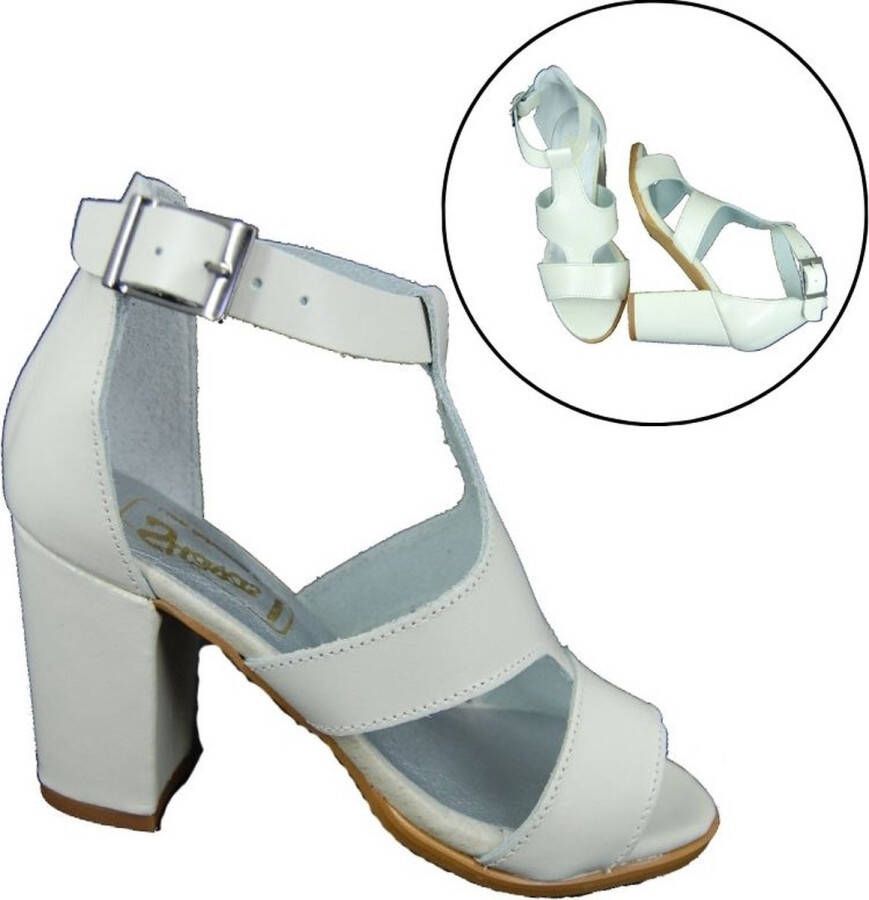 Stravers Grote Maten Schoenen Witte Sandalen met Hak en Bandjes Grote Maten Trouwschoenen - Foto 1