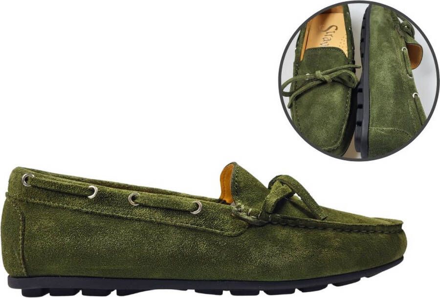 Stravers Kleine Maten Schoenen Stravers Luxe Mocassins Donker Groen Dames Kleine Maten Instappers