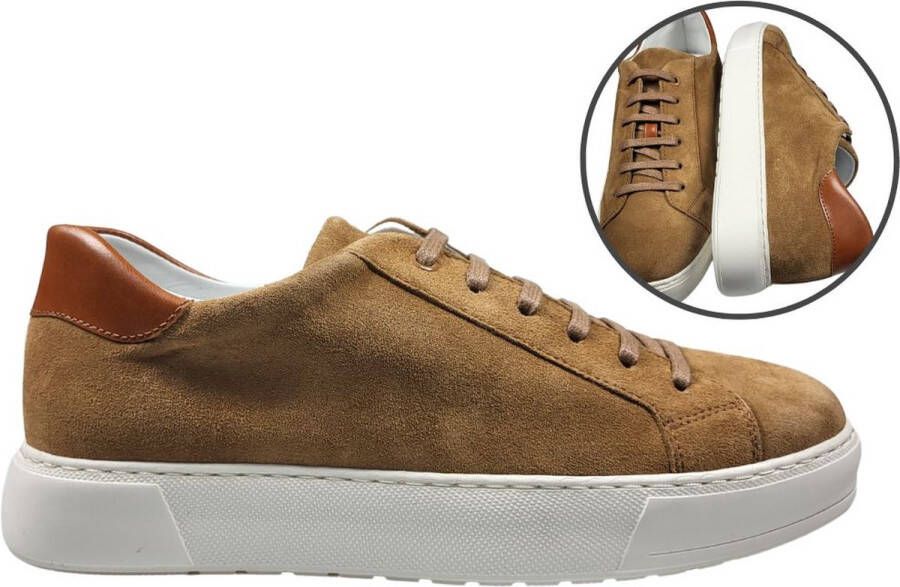 Stravers Kleine Maten Schoenen Stravers Luxe Suede Sneakers Cognac Heren Kleine Maten Sneakers