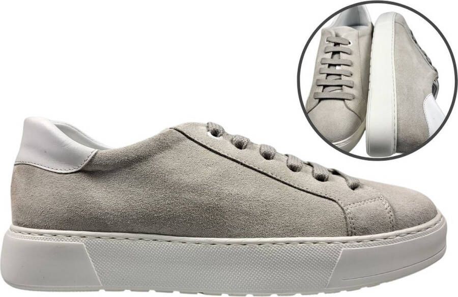 Stravers Kleine Maten Schoenen Stravers Luxe Suede Sneakers licht grijs Heren Kleine Maten Sneakers