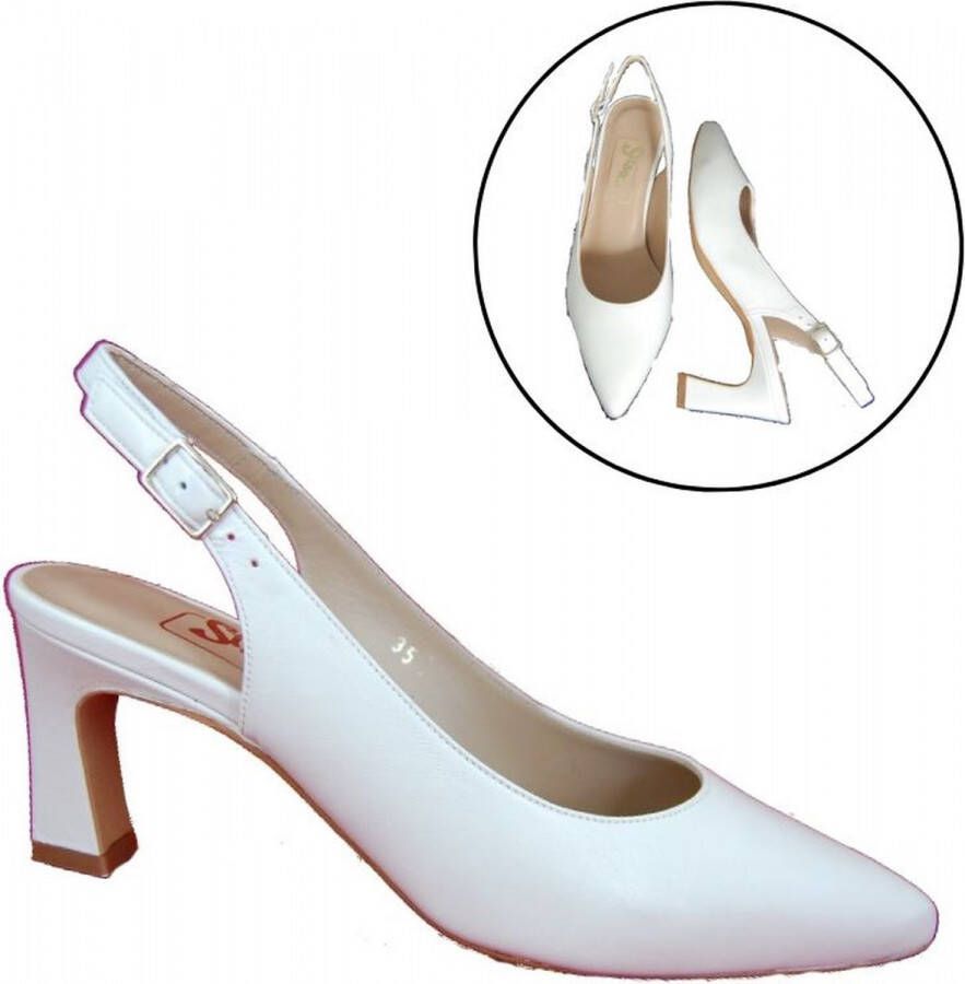 Stravers Kleine Maten Schoenen Stravers Witte Leren Slingback Hakken Kleine Maten Trouwschoenen Trouwpumps